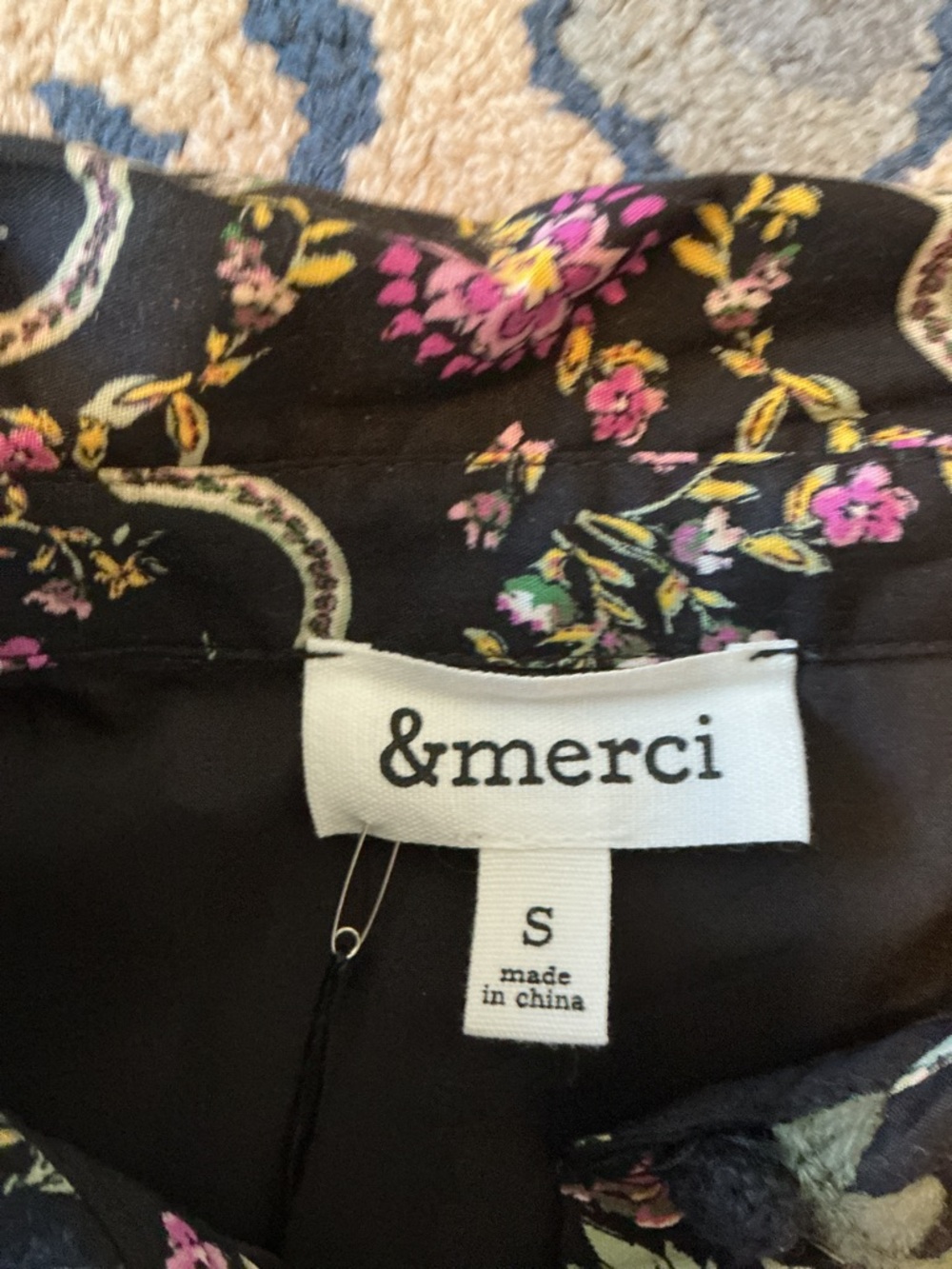 &merci Black Floral Tunic Dress/Top with Purple Accents - Picture 2 of 3